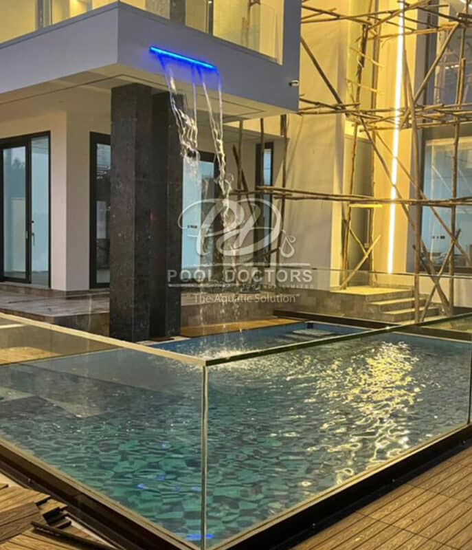 Munyonyo Residence Skimmer Pool with an integrated fountain